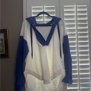 Pilcro Blue and White Women's Top